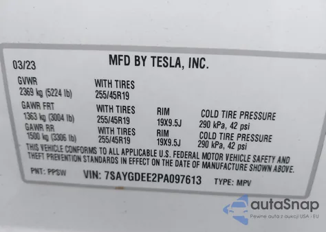 2023 Tesla Model Y Awd/Long Range Dual Motor All-Wheel Drive from USA, damaged, VIN 7SAYGDEE2PA097613